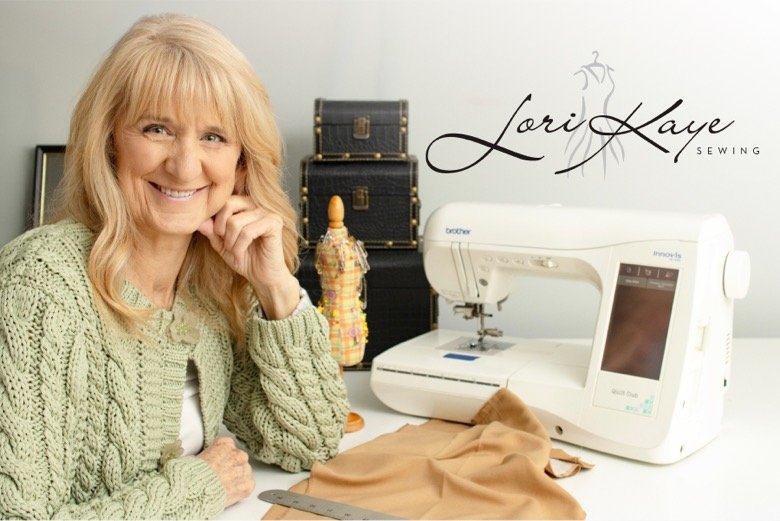 Lori Kaye at her sewing machine in her Cary, North Carolina studio