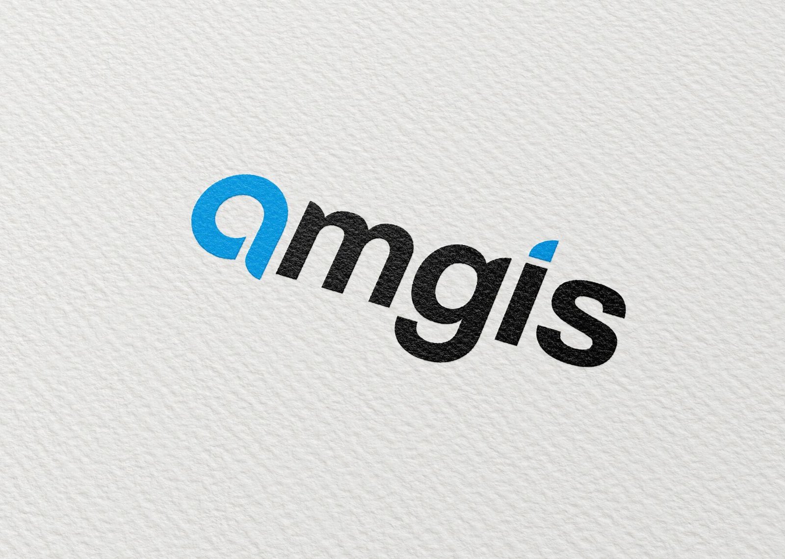 The AMGIS wordmark printed on textured white paper