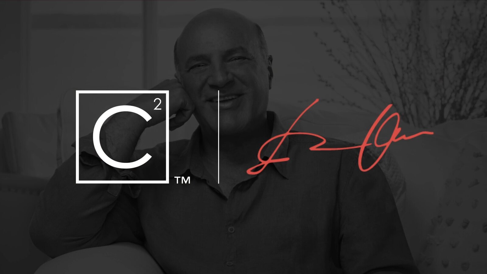Kevin O'Leary with the C Squared Social mark and his signature — Mr. Wonderful brand reveal
