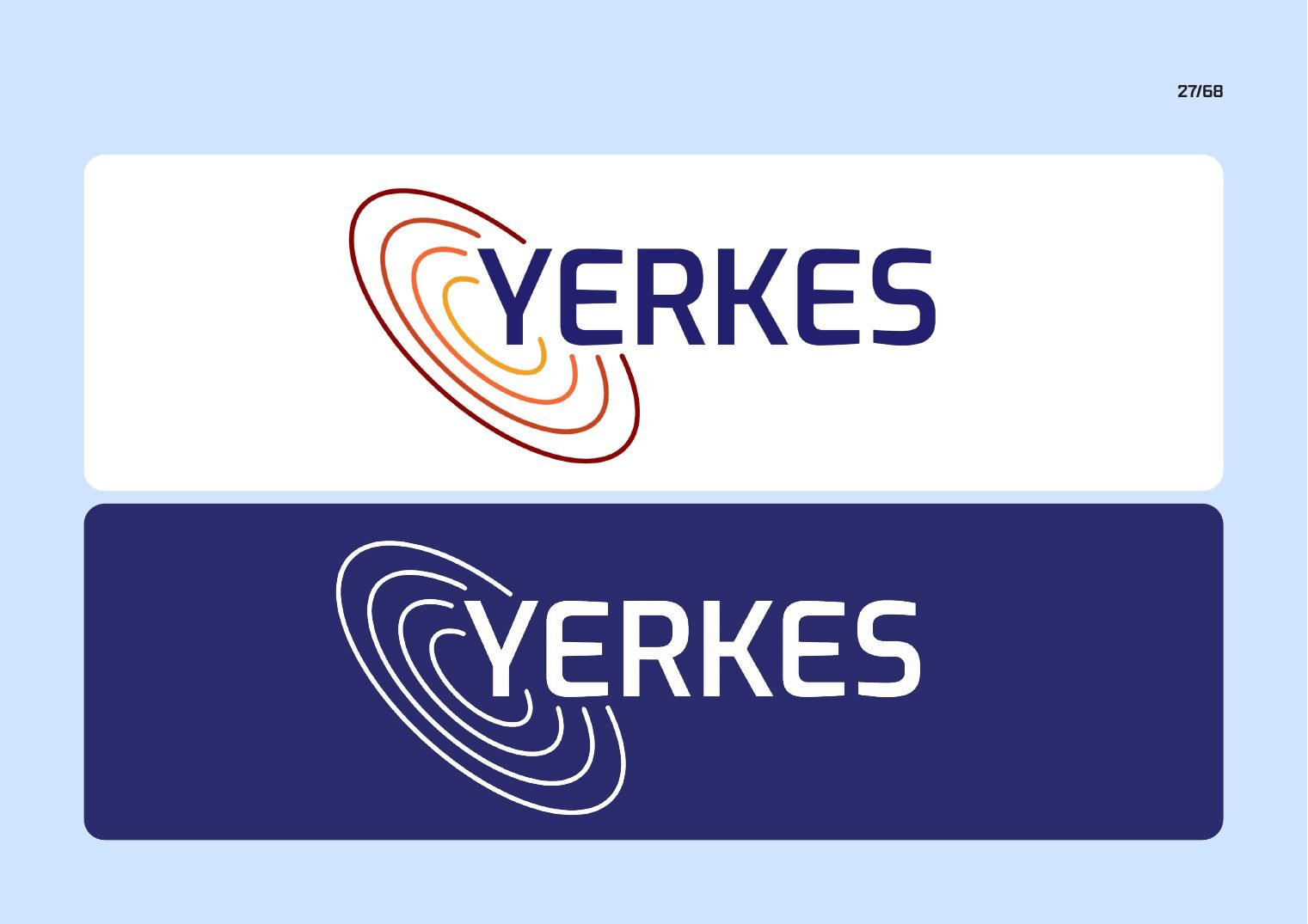 Yerkes logo in full color on white and in white on Cosmic Blue